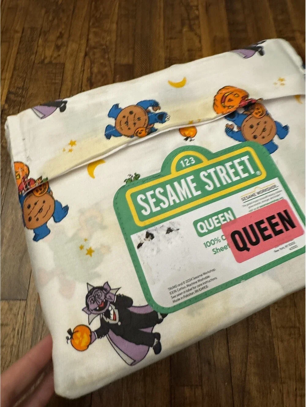 Sesame Street Halloween Queen Sheet Set 100% Cotton 4pc Elmo Cookie Monster READ